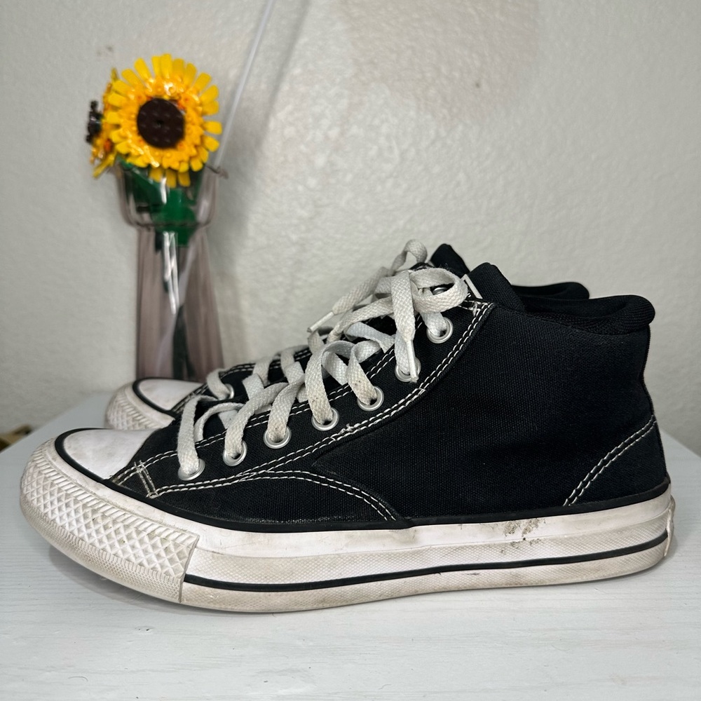 Converse Black Mid-Tops with White Details